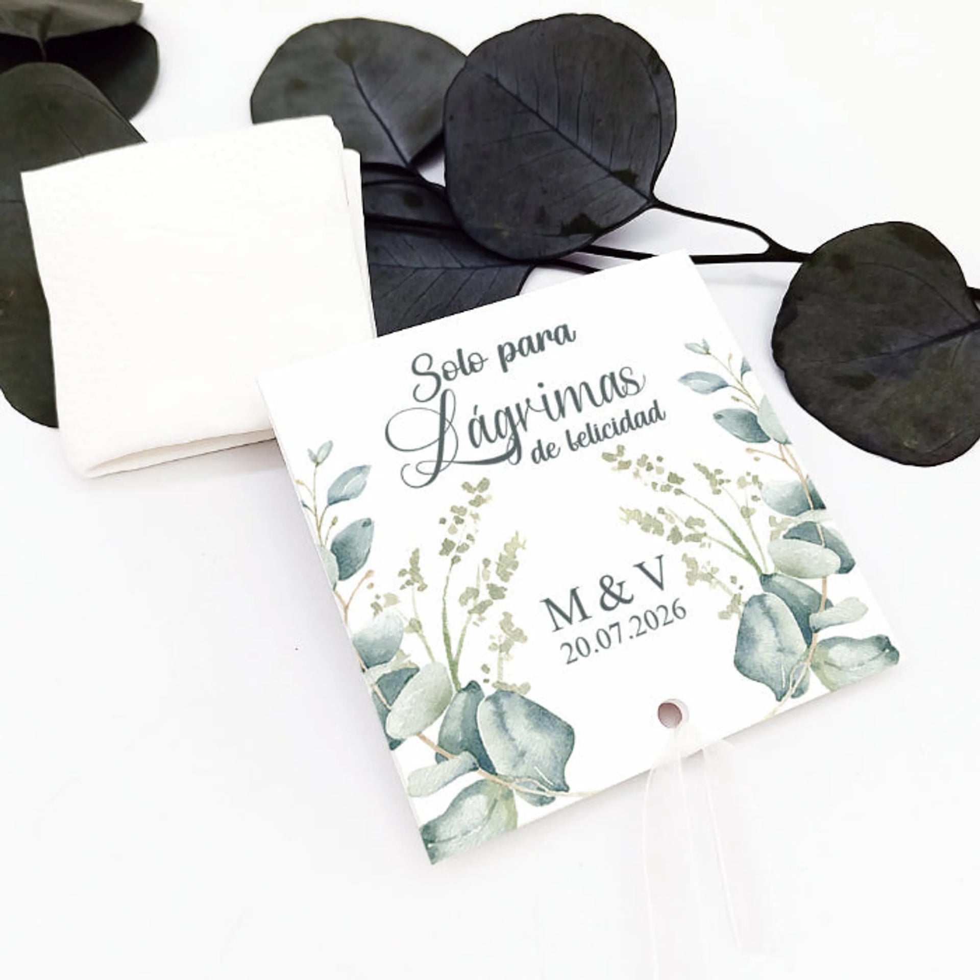 lágrimas de felicidad personalizadas diseño eucalipto acuarela