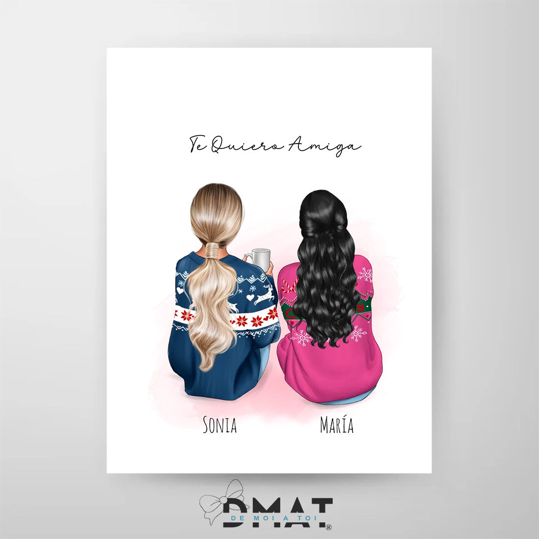 lámina amigas invierno personalizada – regalo Navidad – De moi à toi  