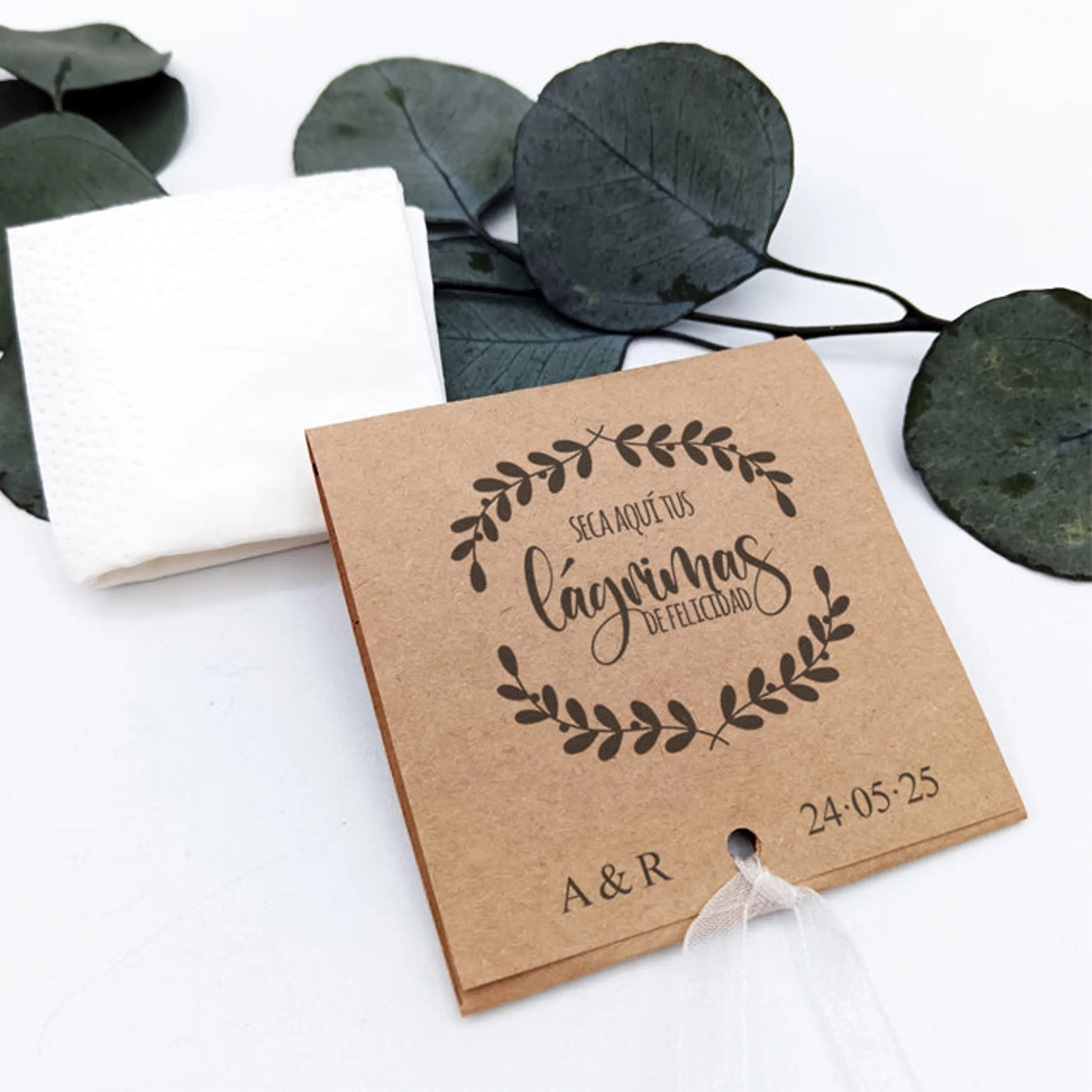 Pañuelos de boda personalizados estilo natural