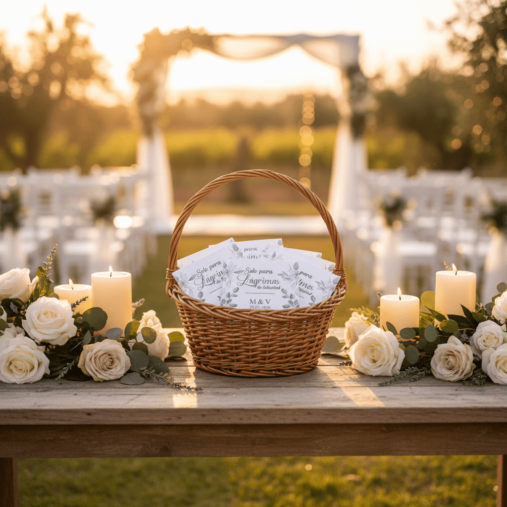 Conjunto de lágrimas de felicidad personalizadas para invitados de boda diseño silvestre