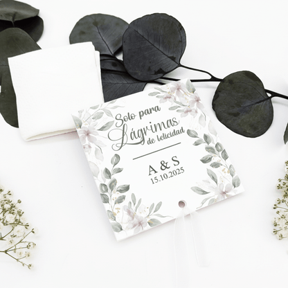 Conjunto de lágrimas de felicidad personalizadas para invitados de boda diseño silvestre