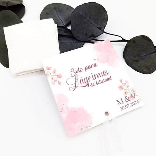 lágrimas de felicidad y pañuelo de boda personalizados