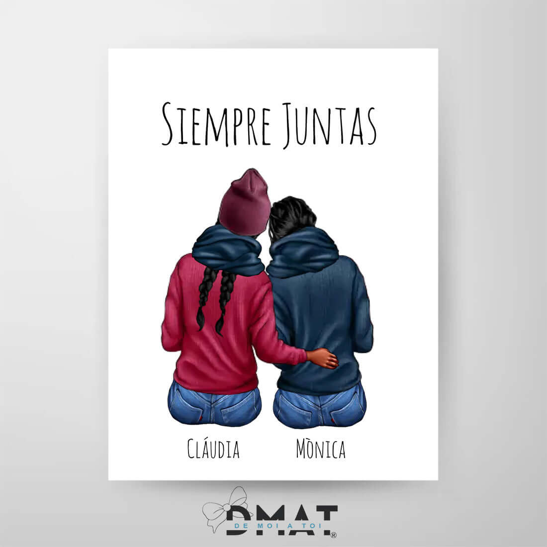Lámina amigas invierno personalizada – Ilustración navideña para regalar