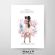 Regalo original de ilustración familiar personalizada – diseño madre con niños 