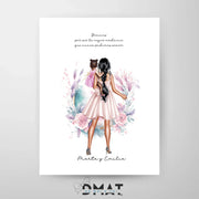 Regalo original de ilustración familiar personalizada – diseño madre con niños 