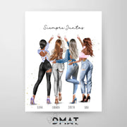 lámina personalizada amigas – ilustración editable – De moi à toi