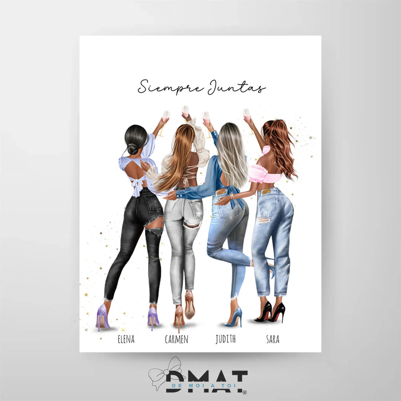 lámina personalizada amigas – ilustración editable – De moi à toi