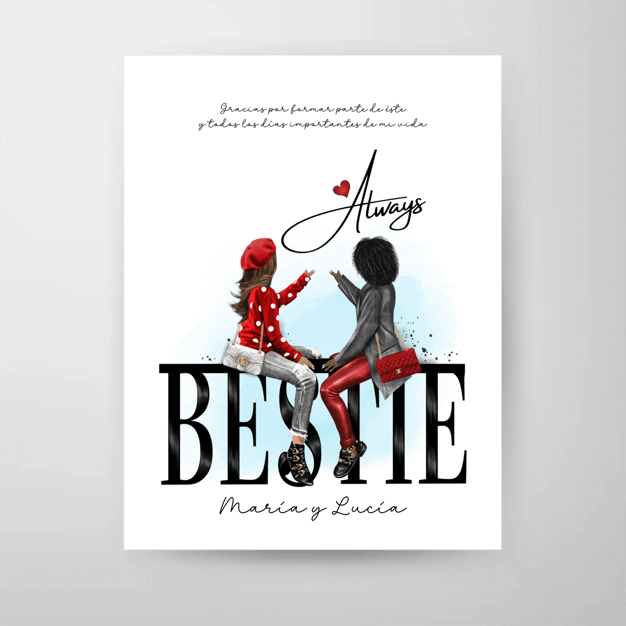 lámina personalizada mejores amigas – regalo original – De moi à toi  