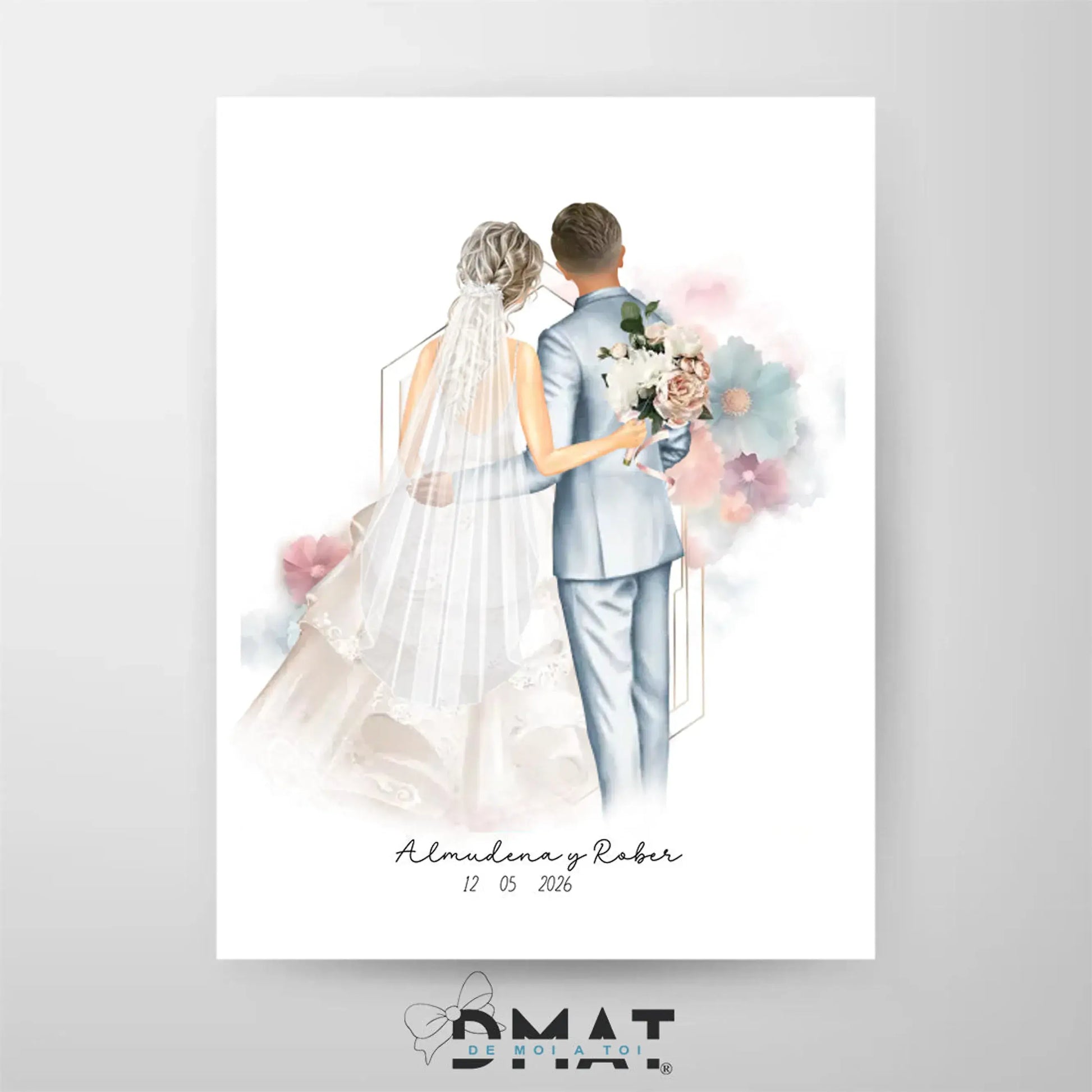 lámina pareja de novios personalizada – ilustración de boda – De moi à toi  