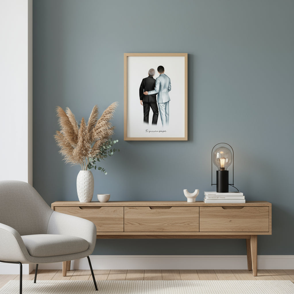 Ilustración personalizada boda padre del novio - De moi a toi