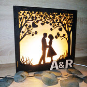 lámpara personalizada de madera para bodas y san valentín - De moi a toi