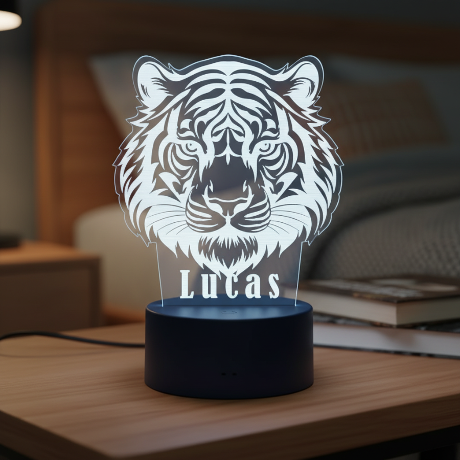 Lámpara LED personalizada con nombre y diseño de tigre – De moi à toi