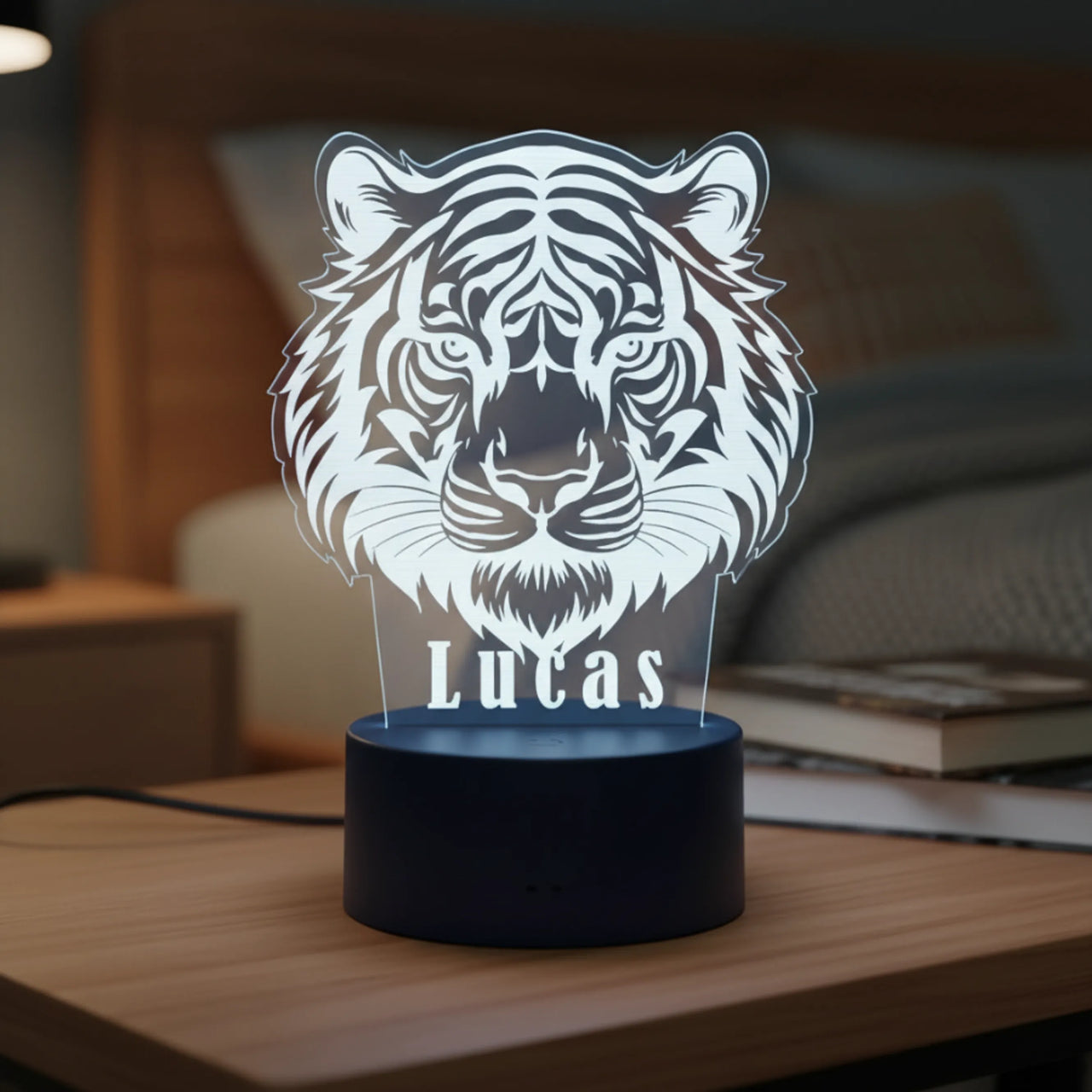 Lámpara LED personalizada con nombre y diseño de tigre – De moi à toi