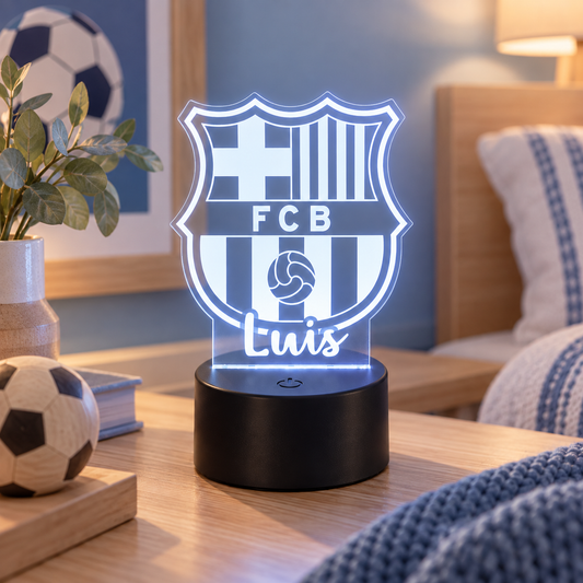 Lámpara led personalizada como regalo original con escudo de equipo de futbol 
