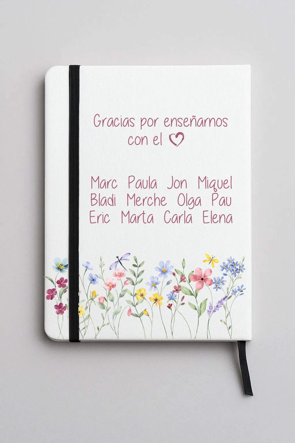 Cuaderno personalizado con nombres de los alumnos para seño en fin de curso