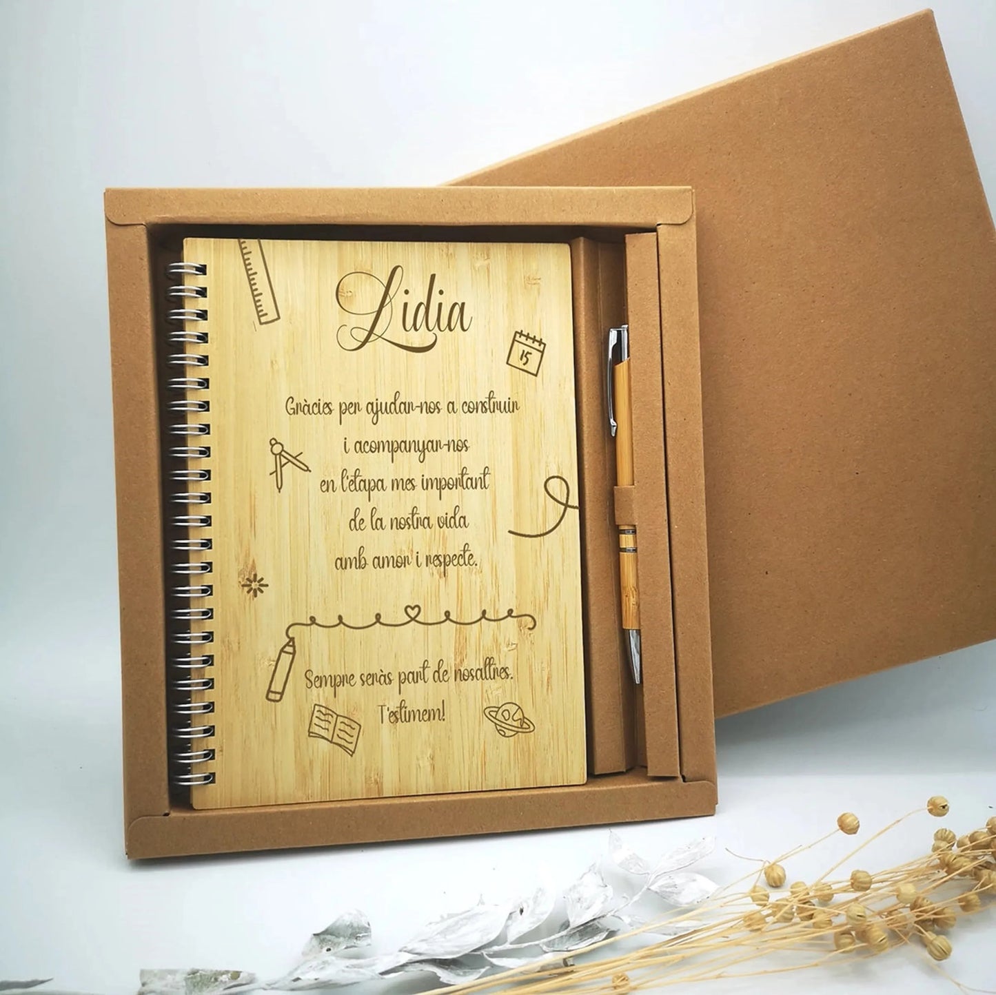 Set libreta y bolígrafo de bambú