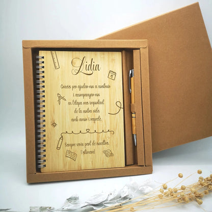 Set libreta y bolígrafo de bambú