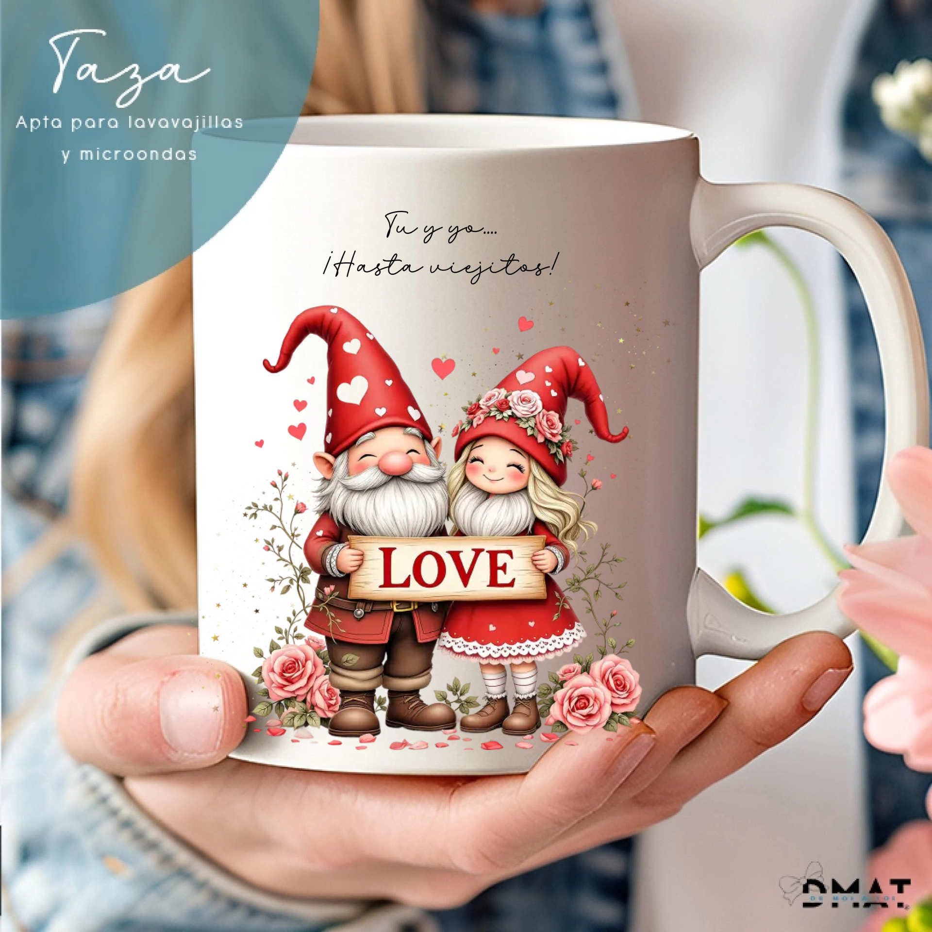 Taza personalizada gnomos navideños amor