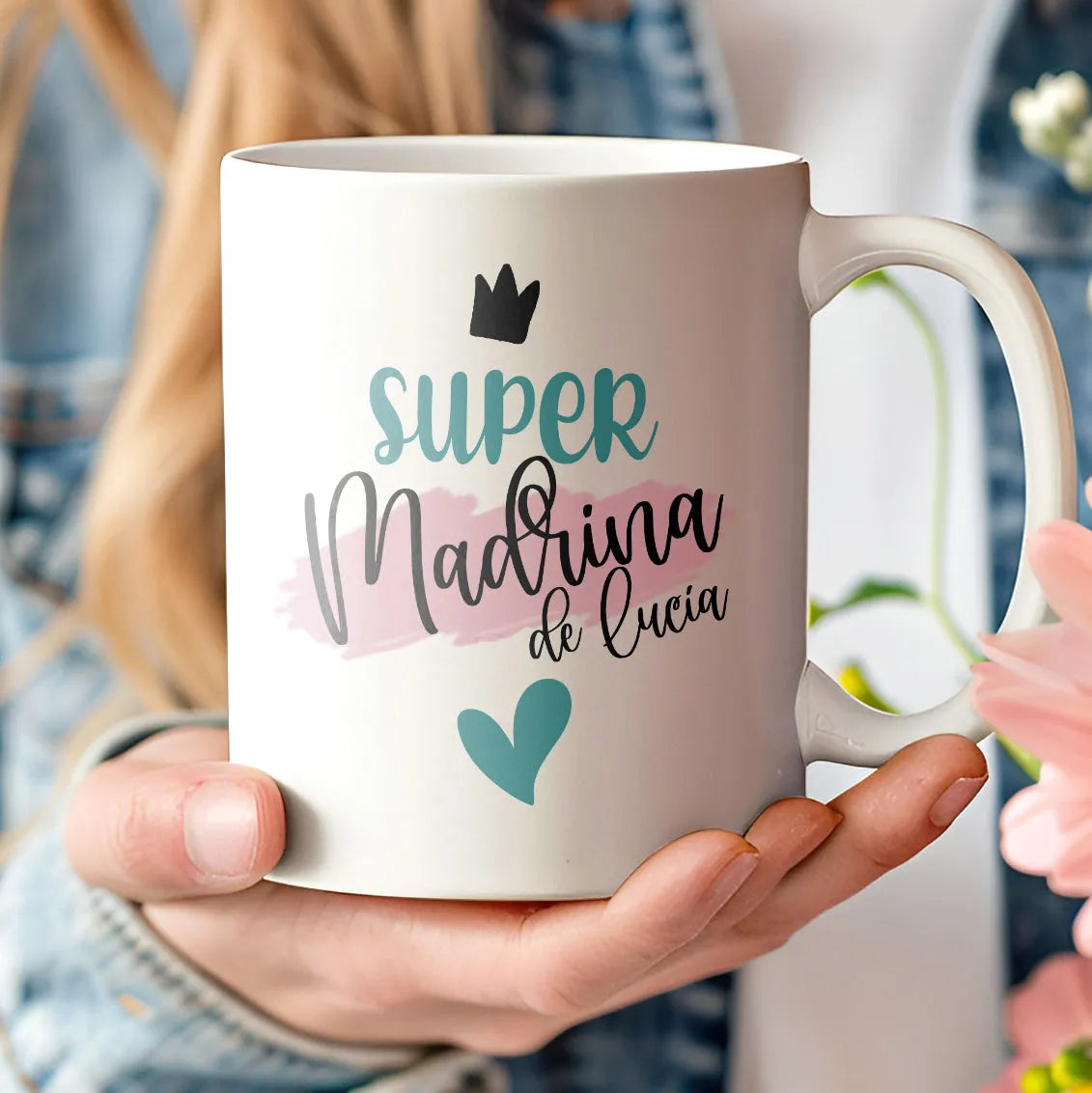Taza personalizada con nombre como regalo original para madrina- De moi a toi
