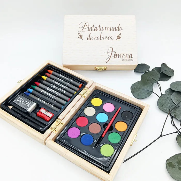 Maletín de pintura infantil personalizado con nombre y frase