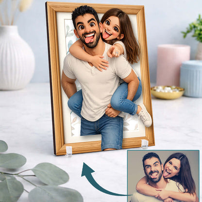 Ilustración personalizada 3D de enamorados estilo Pixar para San Valentín