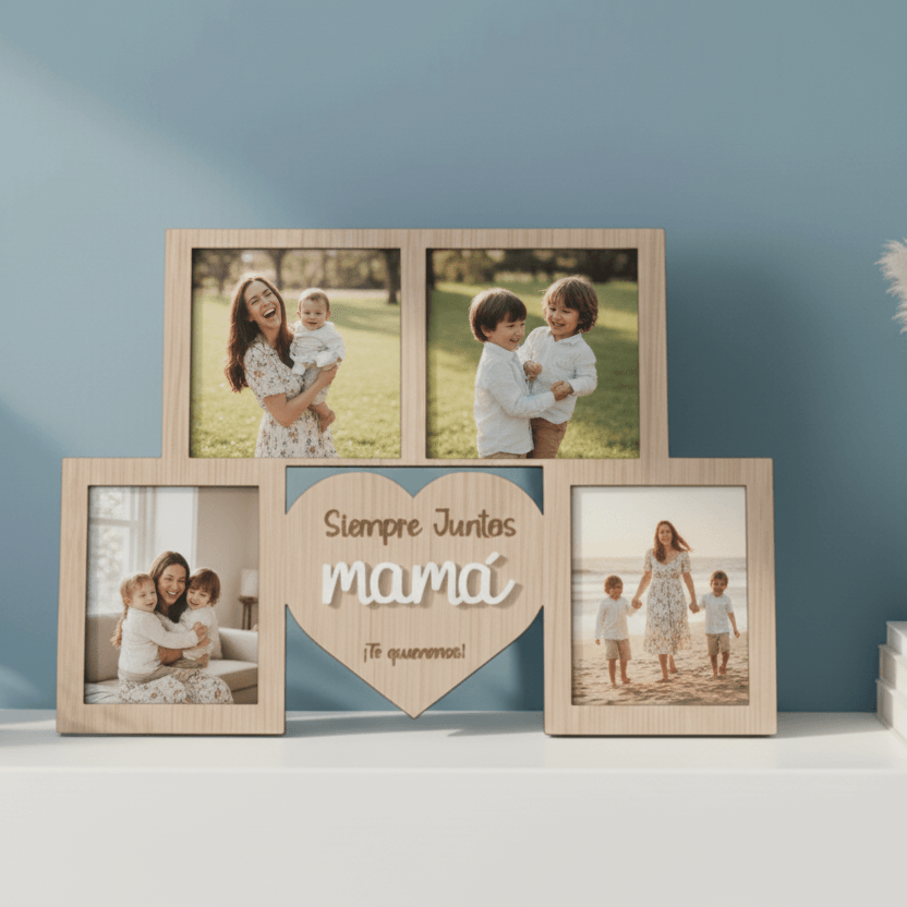 Cuadro de fotos de madera artesanal para regalar a mamá