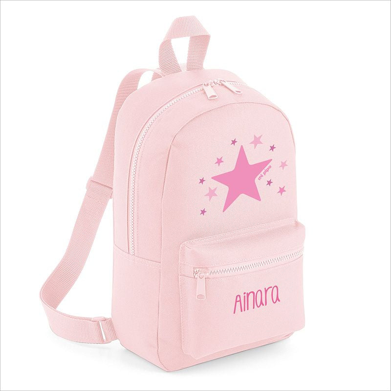 Mochila ESTRELLA ROSA Nylon 5-8 años (Color a elegir)