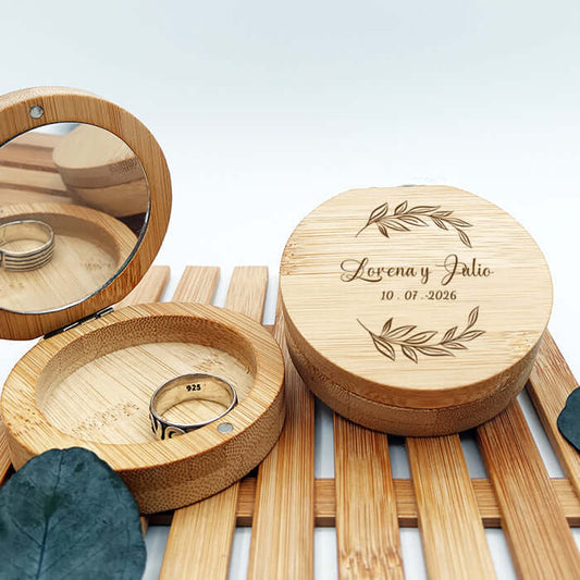 Joyero de bambú con espejo – regalo para invitada de boda