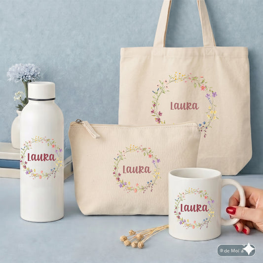 Set regalo profesora fin de curso “Super Profe” | Diseño flores silvestres personalizado