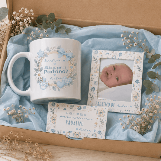 Set regalo bebé personalizado presentado en caja de regalo, diseño exclusivo De moi à toi