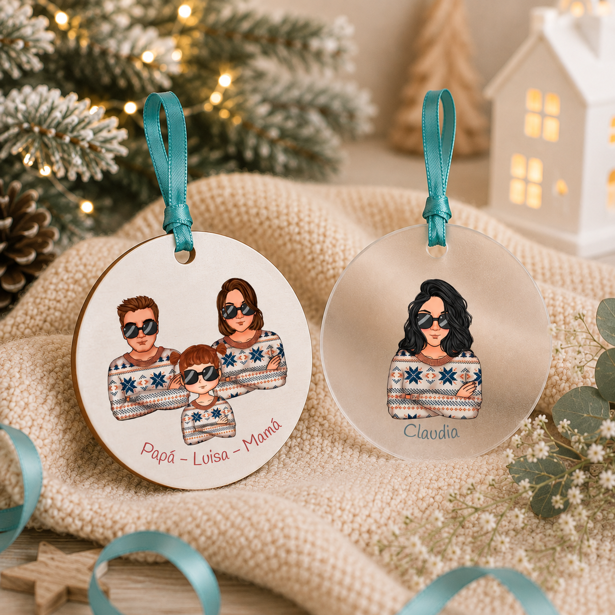 Bola de Navidad Personalizada con Personajes Chibi