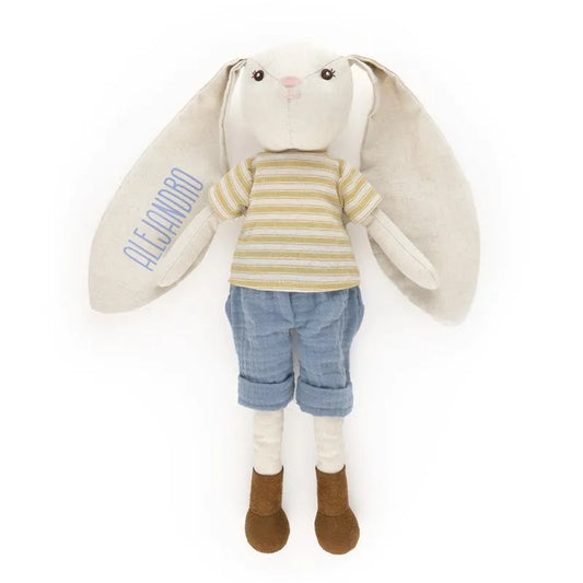 Muñeco de tela conejito personalizado con nombre para bebé - De moi a toi