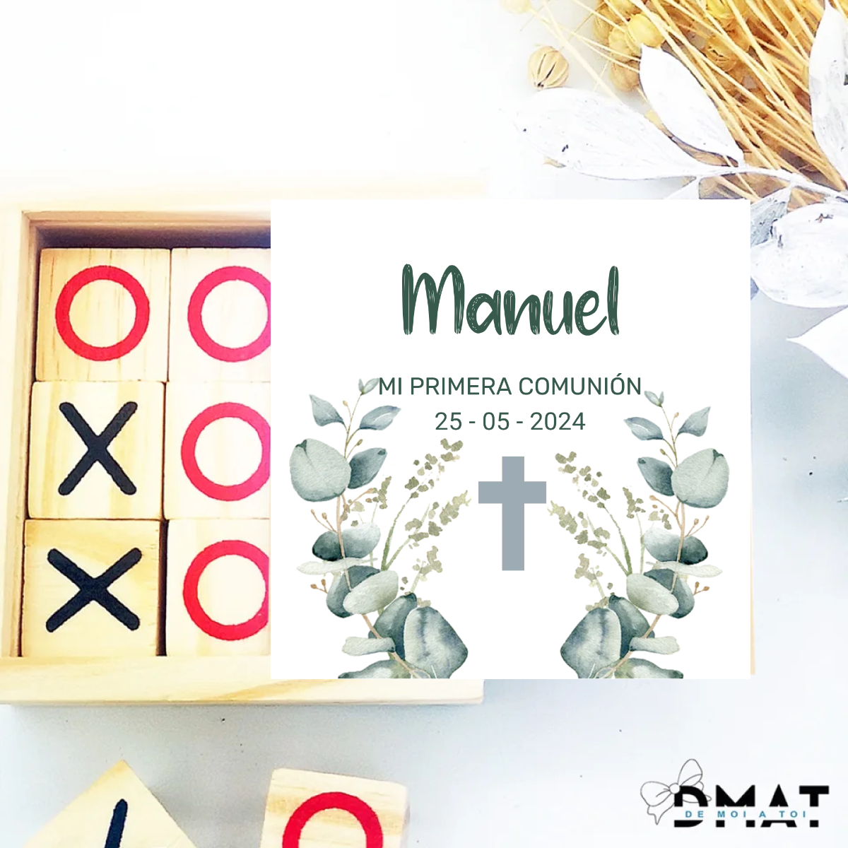 Regalo personalizado con nombre para invitados de comunión