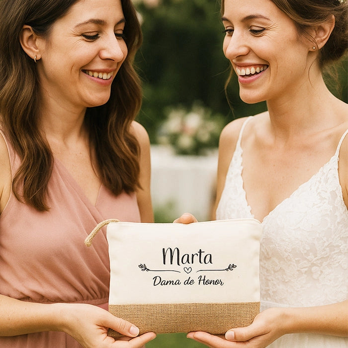 Neceser personalizado con nombre para damas de honor y amigas