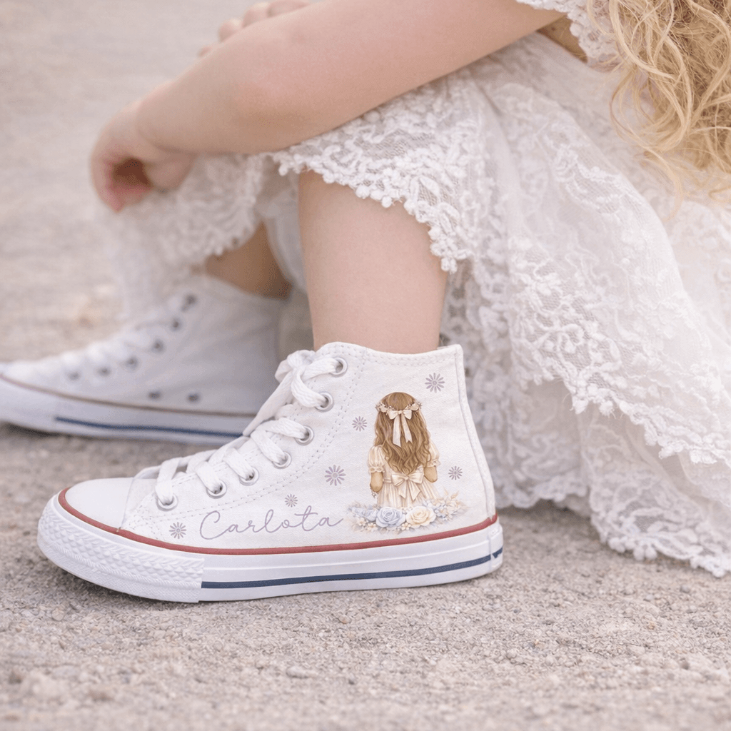 Regalo de comunión original y personalizado para sorprender con nuestras zapatillas converse personalizadas niña