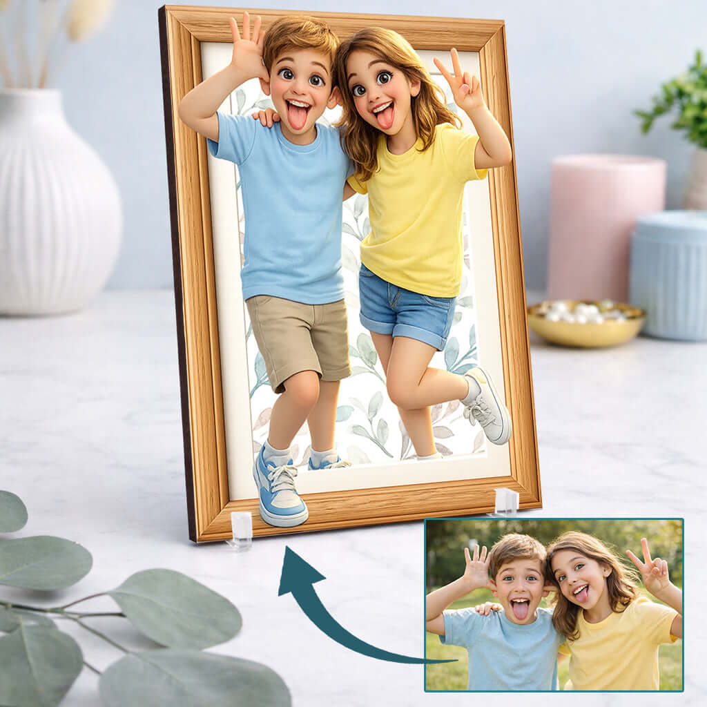 Cuadro personalizado con caricatura 3D estilo pixar para cumpleaños y fiestas infantiles