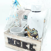 Caja de madera con nombre tallado y set gamer juvenil COMUNIÓN- de moi a toi