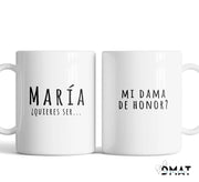 Taza personalizada a dos caras con texto editable online dama de honor