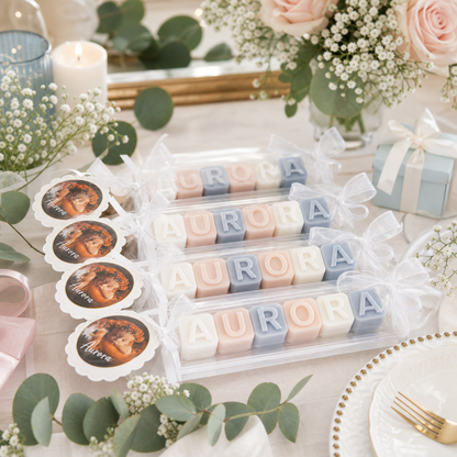 Jabones personalizados con nombre – Detalle para bautizo, comunión y fiestas infantiles