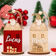 Colgante navideño de fieltro con nombre personalizado en acrílico blanco