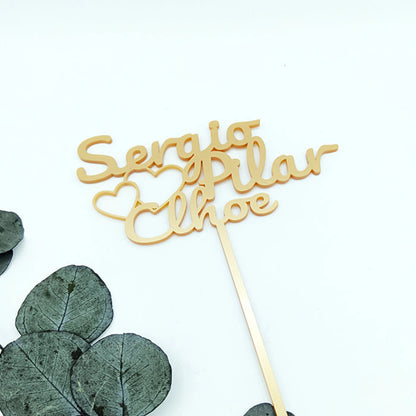 Topper tarta de boda con nombres tallados - De moi à toi
