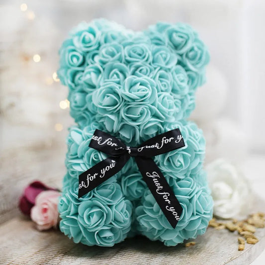 Oso de flores en caja de regalo