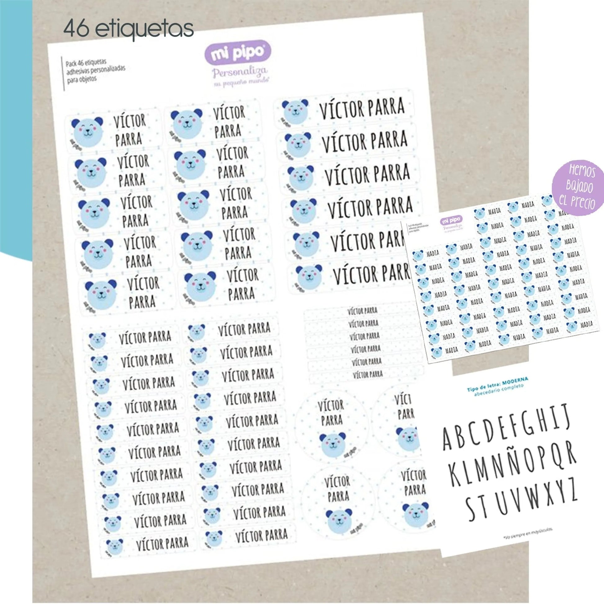 etiquetas objetos para niños con nombres