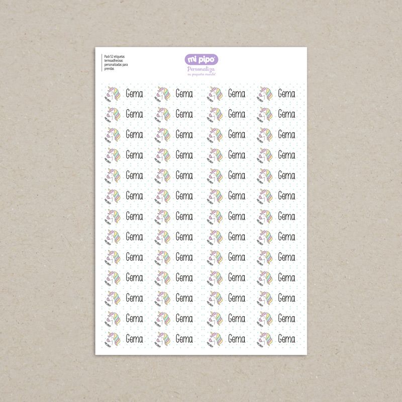 52 Etiquetas termoadhesivas infantiles guardería (Diseños)