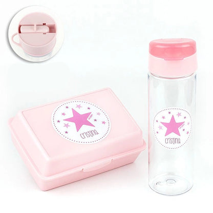 Detalles personalizados para niños: set de botella y fiambrera con nombre