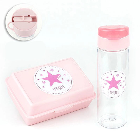 Detalles personalizados para niños: set de botella y fiambrera con nombre