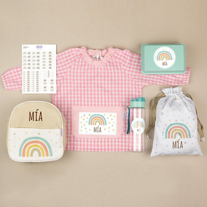 Super Pack guarde Arcoiris personalizado + Regalo porta meriendas (1-3 años)