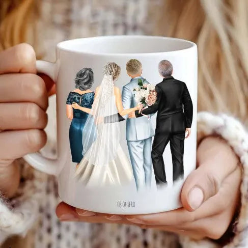 Tazas personalizadas para regalar en boda a padres de los novios