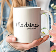 Taza personalizada diseño minimalista para madrina en bautizo - De moi a toi