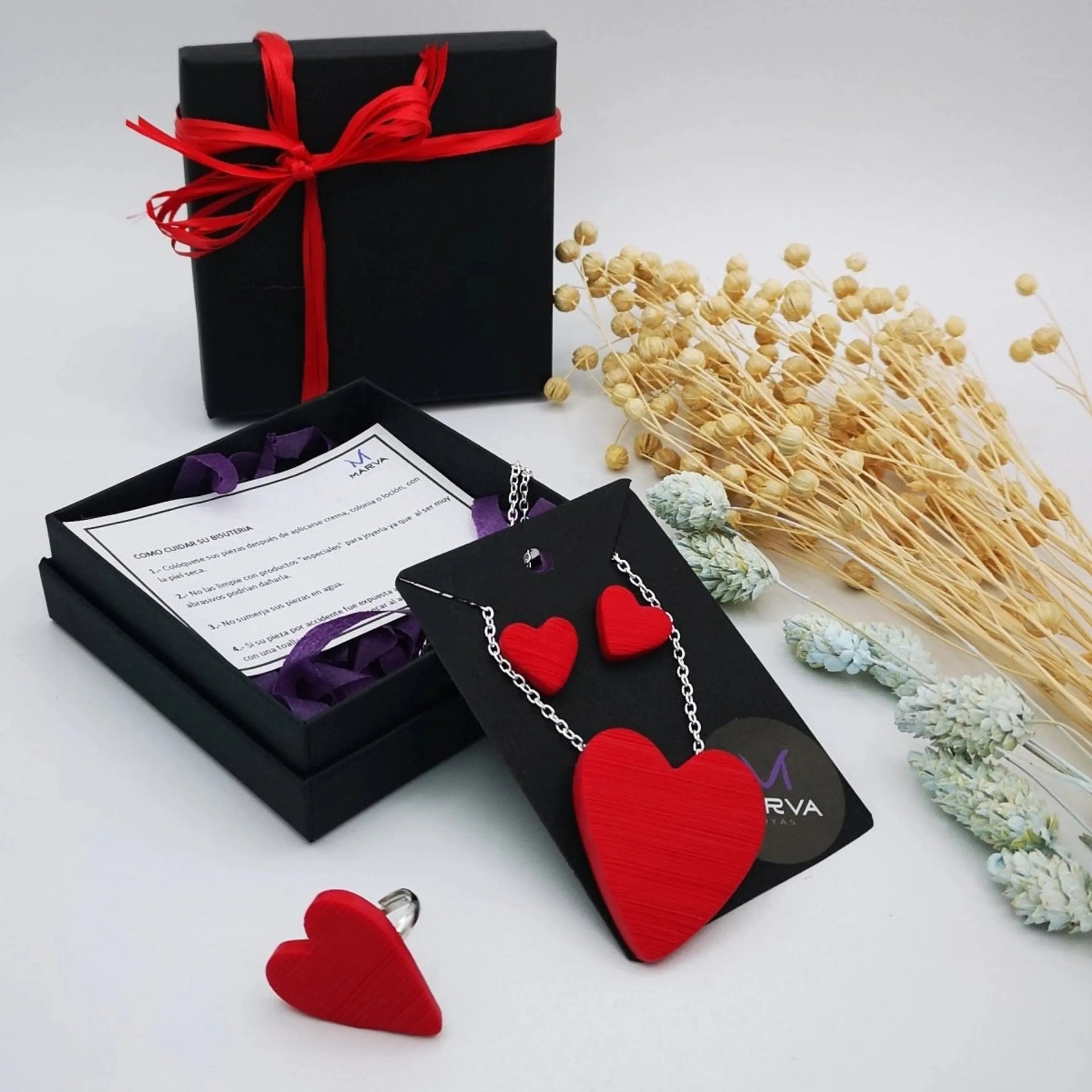 Pendientes de corazón rojo hechos a mano – Joya única – De moi à toi